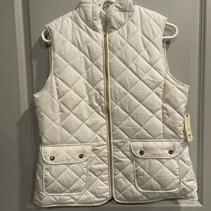 St. John’s Bay Ivory Quilted Vest with Gold Buttons